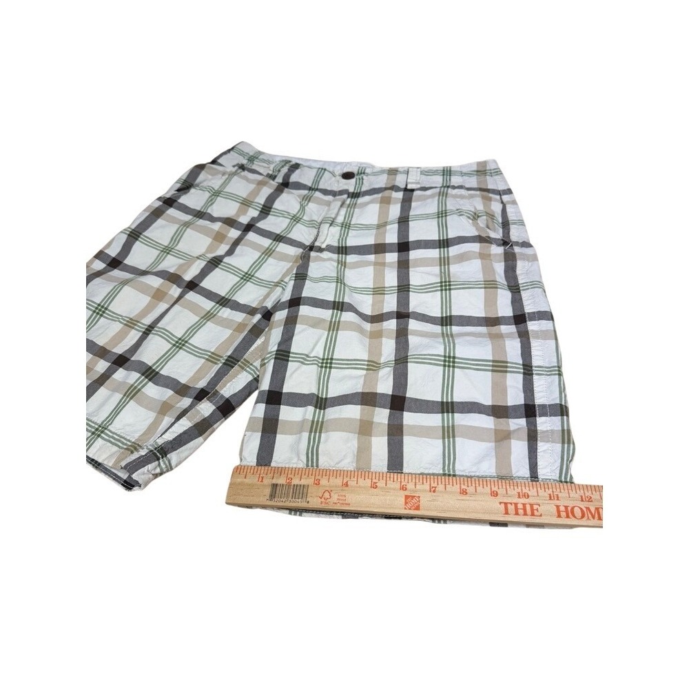 VTG! "Aeropostale" Men Plaid Flat Front Short Tan Size 34 Casual Summer PLZ READ